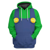 Super Mario Bros Luigi Cosplay Hoodie Printed Hooded Sweatshirt Men Women Casual Pullover Streetwear
